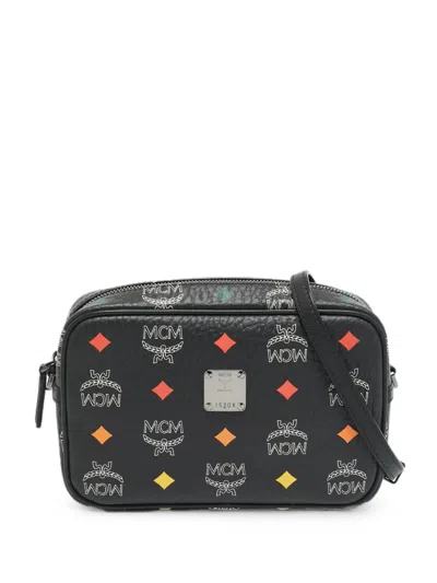 Pre-owned Mcm Visetos Shoulder Bag In Black