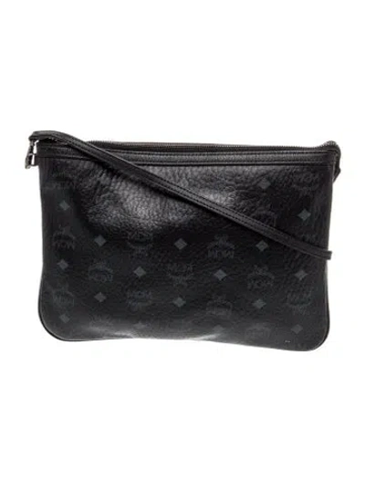 Pre-owned Mcm Visetos Shoulder Bag In Black