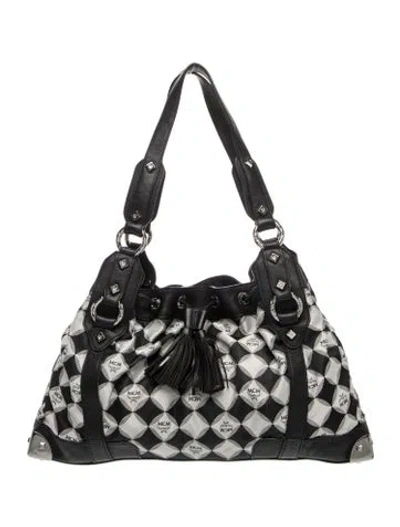 Pre-owned Mcm Visetos Shoulder Bag In Black