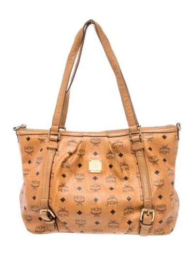 Pre-owned Mcm Visetos Shoulder Bag In Brown