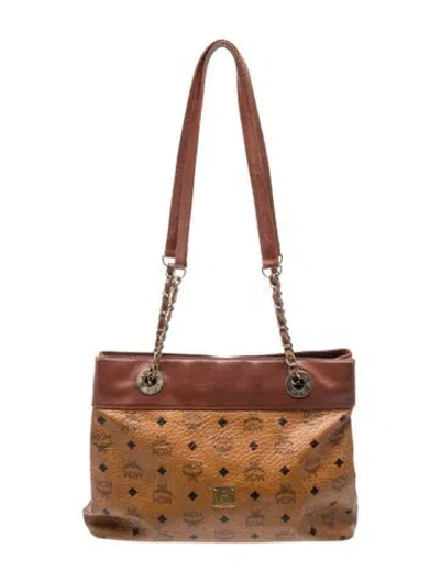 Pre-owned Mcm Visetos Shoulder Bag In Brown