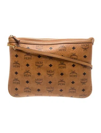 Pre-owned Mcm Visetos Shoulder Bag In Brown