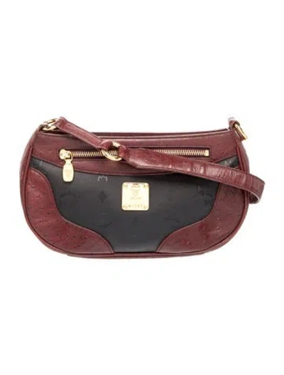 Pre-owned Mcm Visetos Shoulder Bag In Burgundy
