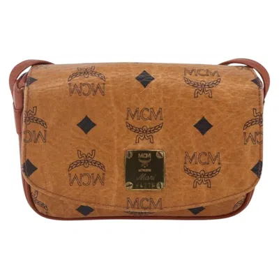 Pre-owned Mcm Visetos Shoulder Bag Canvas And Leather Canvas Shoulder Bag Bag () In Brown