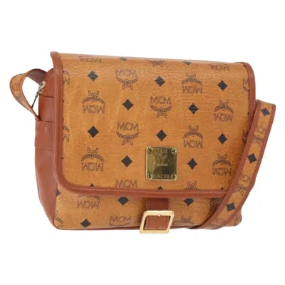 Pre-owned Mcm Visetos Shoulder Bag Canvas And Leather Canvas Shoulder Bag Bag () In Brown