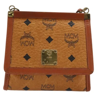 Pre-owned Mcm Visetos Shoulder Bag Canvas And Leather Canvas Shoulder Bag Bag () In Brown