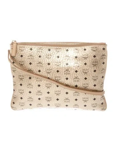 Pre-owned Mcm Visetos Shoulder Bag In Gold