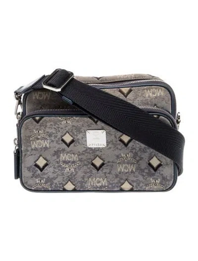 Pre-owned Mcm Visetos Shoulder Bag In Gray