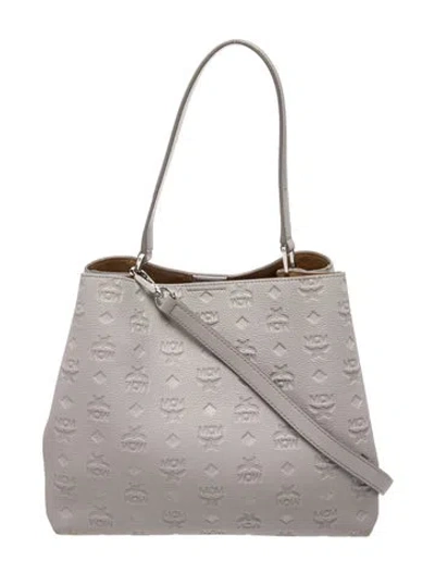 Pre-owned Mcm Visetos Shoulder Bag In Gray