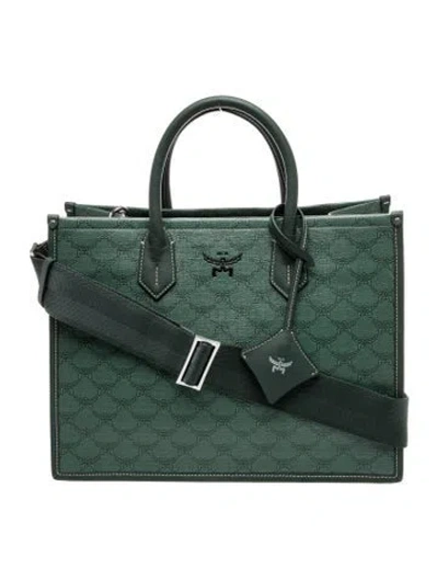 Pre-owned Mcm Visetos Shoulder Bag In Green