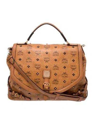 Pre-owned Mcm Visetos Shoulder Bag Large In Brown