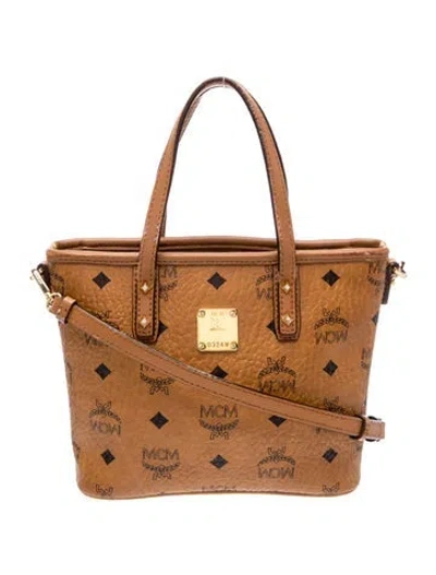 Pre-owned Mcm Visetos Shoulder Bag In Neutral