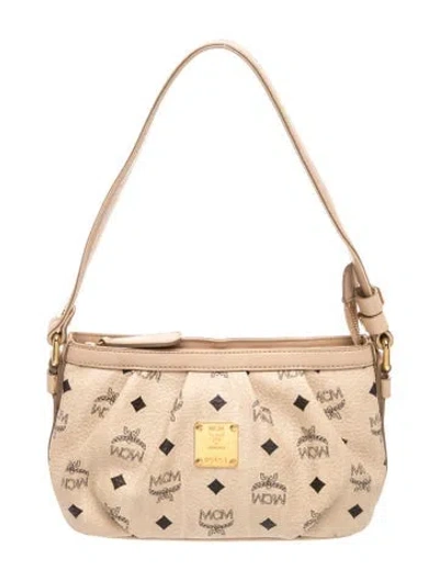 Pre-owned Mcm Visetos Shoulder Bag In Neutral