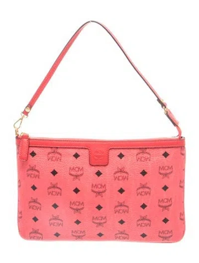 Pre-owned Mcm Visetos Shoulder Bag In Pink