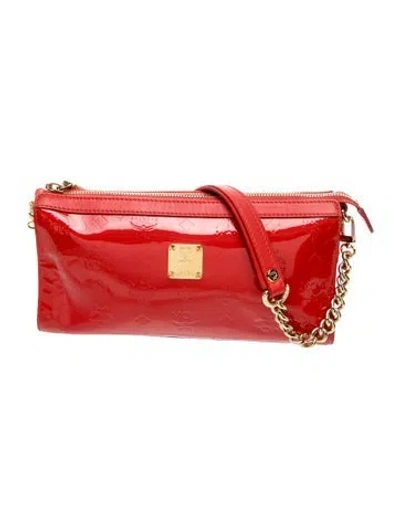 Pre-owned Mcm Visetos Shoulder Bag In Red