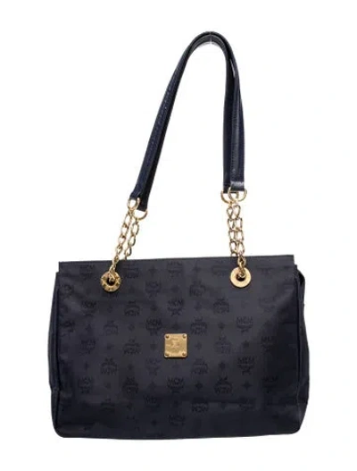Pre-owned Mcm Visetos Shoulder Bag Vintage In Blue