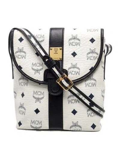 Pre-owned Mcm Visetos Shoulder Bag Vintage In White