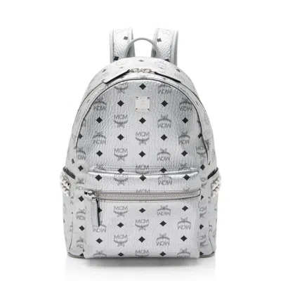 Mcm Visetos Side Studs Stark Medium Backpack In Silver