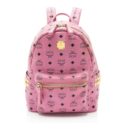 Mcm Visetos Side Studs Stark Small Backpack In Pink