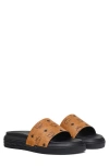 Mcm Visetos Slide Sandal In Cognac