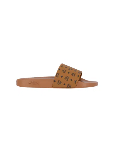 Mcm Visetos Slide Sandals
