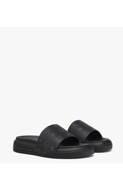 Mcm Visetos Slide Sandals In Black