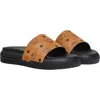 Mcm Visetos Slide Sandals In Brown