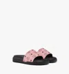 Mcm Visetos Slide Sandals In Soft Pink