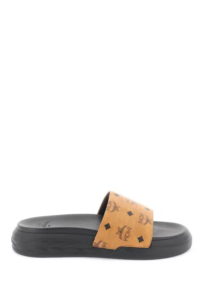 Mcm Visetos-print Platform Slides In Brown