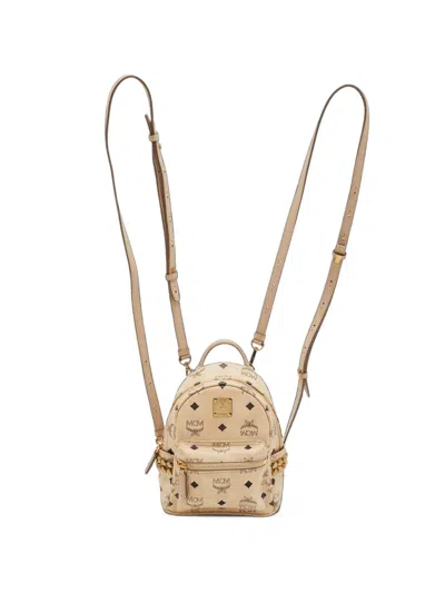Pre-owned Mcm Visetos Stark Backpack In Neutrals