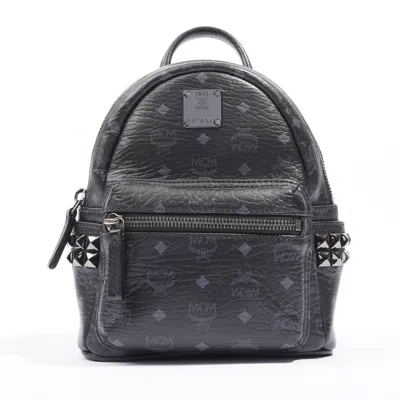 Mcm Visetos Studded Mini Backpack / Coated Canvas In Black