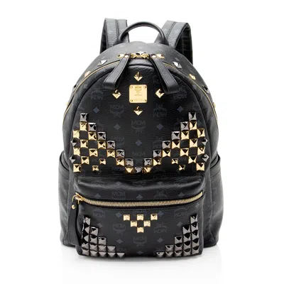 Mcm Visetos Studded Stark Medium Backpack In Black
