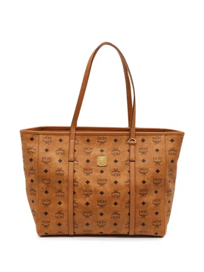 Pre-owned Mcm Visetos Toni Tote Bag In Brown