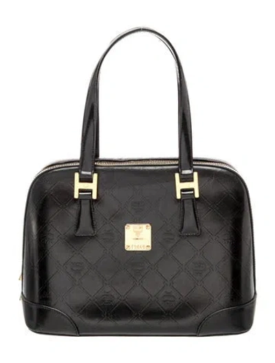 Pre-owned Mcm Visetos Top Handle Bag In Black