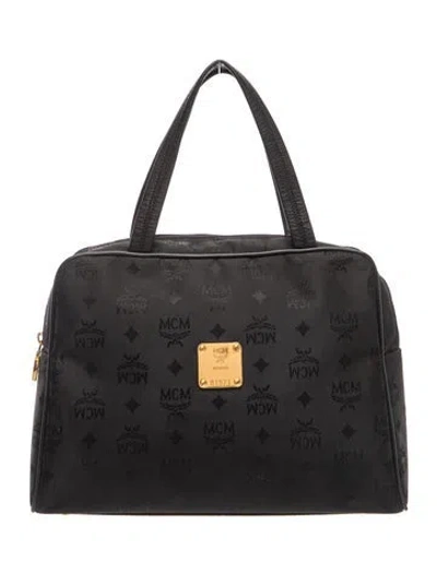 Pre-owned Mcm Visetos Top Handle Bag In Black
