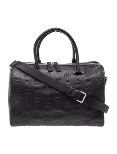 Pre-owned Mcm Visetos Top Handle Bag In Black