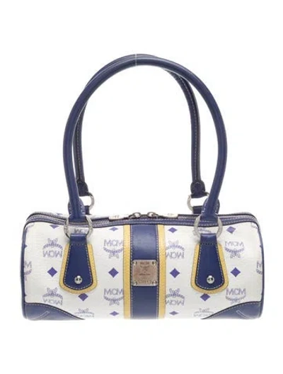 Pre-owned Mcm Visetos Top Handle Bag In Blue
