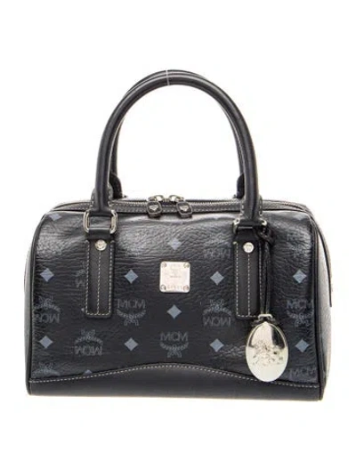 Pre-owned Mcm Visetos Top Handle Bag In Blue
