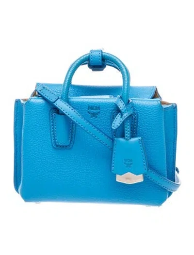 Pre-owned Mcm Visetos Top Handle Bag In Blue