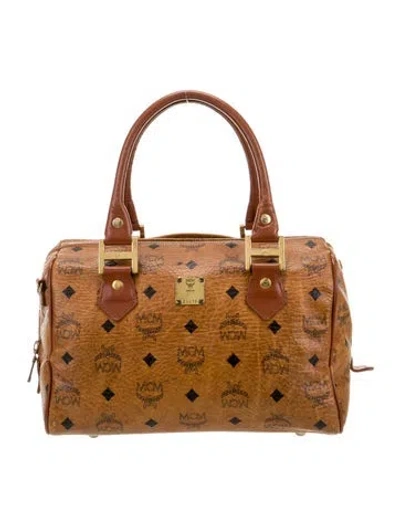 Pre-owned Mcm Visetos Top Handle Bag In Brown