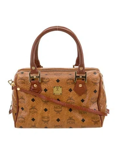 Pre-owned Mcm Visetos Top Handle Bag In Brown