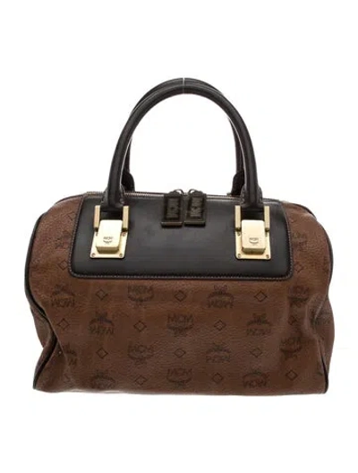 Pre-owned Mcm Visetos Top Handle Bag In Brown