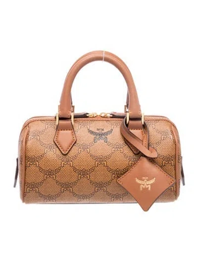 Pre-owned Mcm Visetos Top Handle Bag In Brown