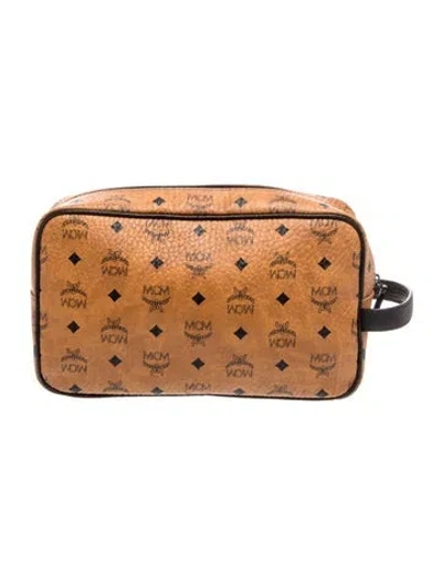 Pre-owned Mcm Visetos Top Handle Bag In Brown
