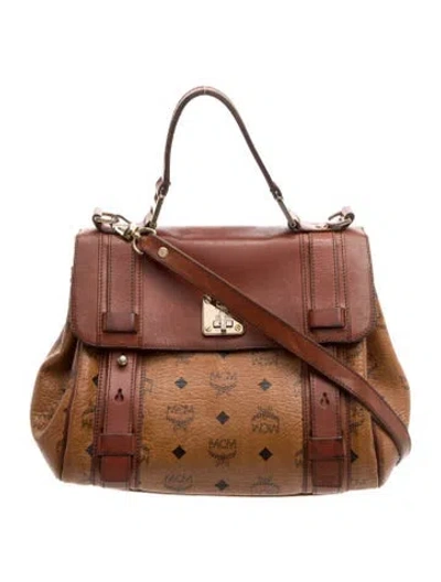 Pre-owned Mcm Visetos Top Handle Bag In Brown