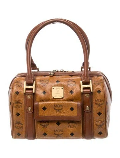 Pre-owned Mcm Visetos Top Handle Bag In Brown