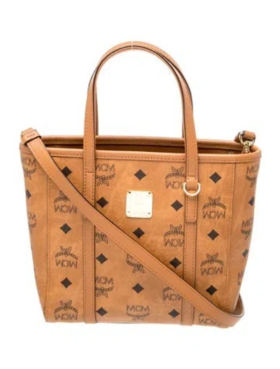 Pre-owned Mcm Visetos Top Handle Bag In Brown