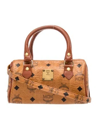 Pre-owned Mcm Visetos Top Handle Bag In Brown
