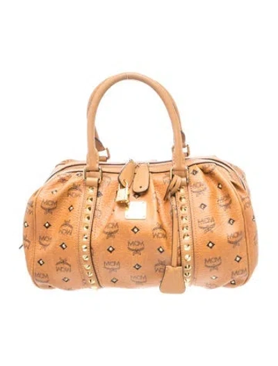 Pre-owned Mcm Visetos Top Handle Bag In Brown