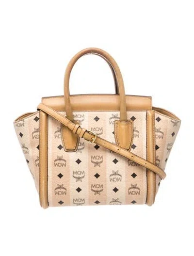 Pre-owned Mcm Visetos Top Handle Bag In Brown